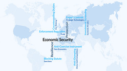 Cover of the study New geo-economic instruments of the European Union. Map of the world in turquoise